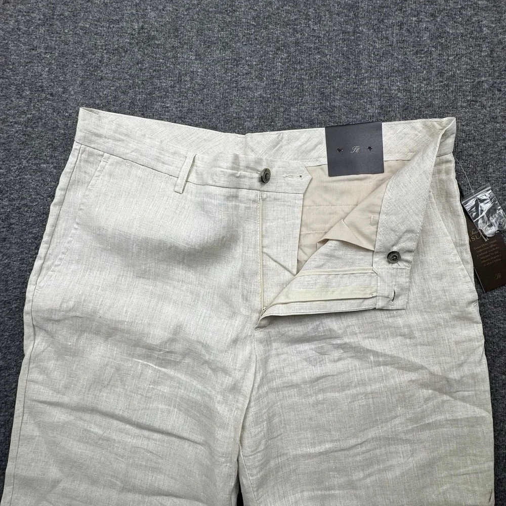Tasso Elba Island Pants 100% linen straight leg 36x30 New Beige Wedding Beach